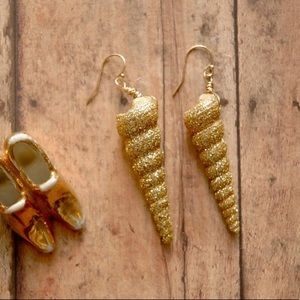 Gold Glitter Unicorn Horn Enchanted Earrings